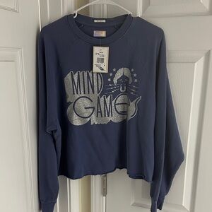 MOTHER Navy Blue 'Mind Games' Glitter Graphic Sweatshirt vs